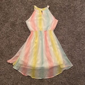 Girls Halter Sundress Pastel Rainbow Colors